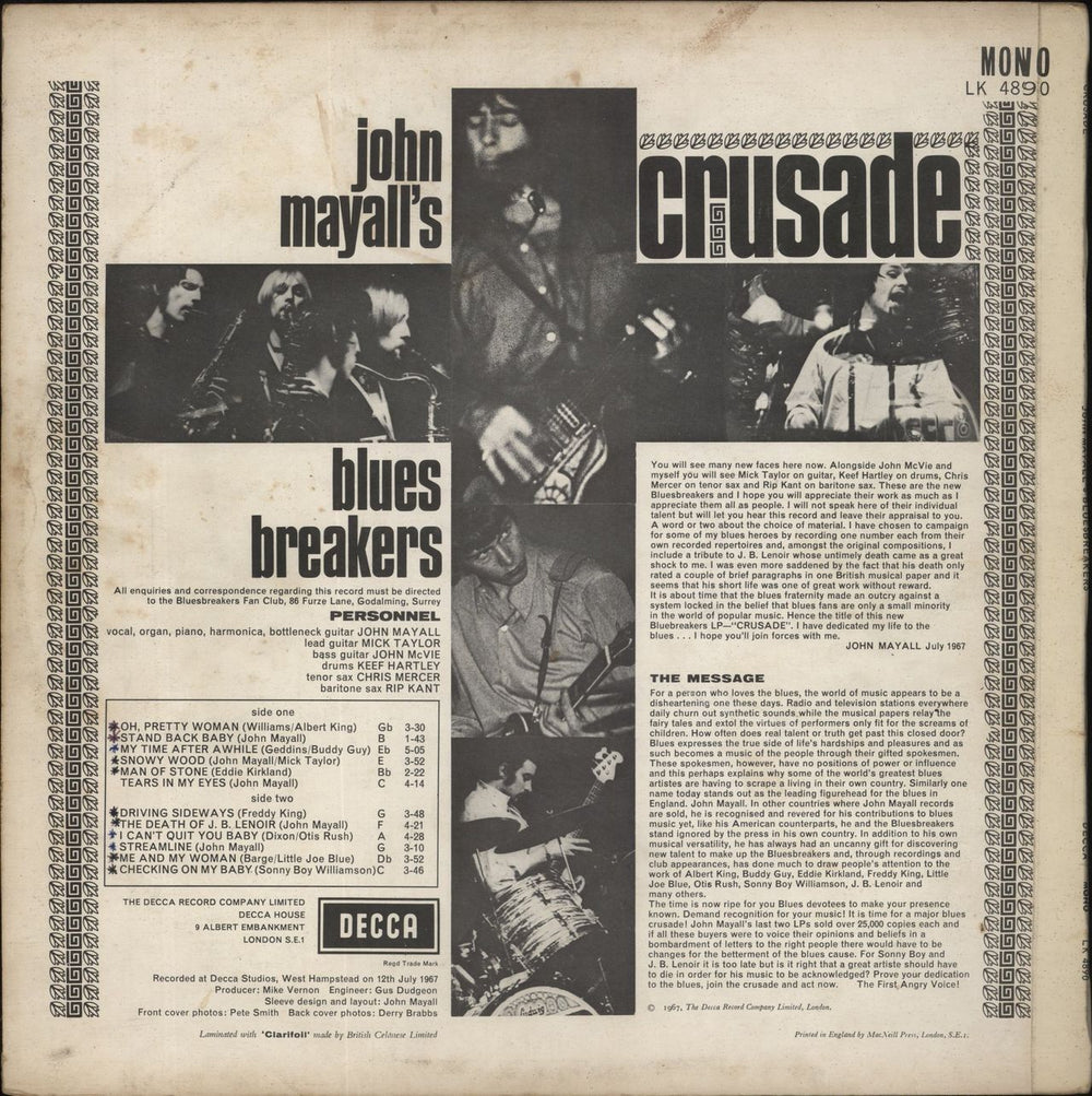 John Mayall Crusade - VG UK vinyl LP album (LP record)