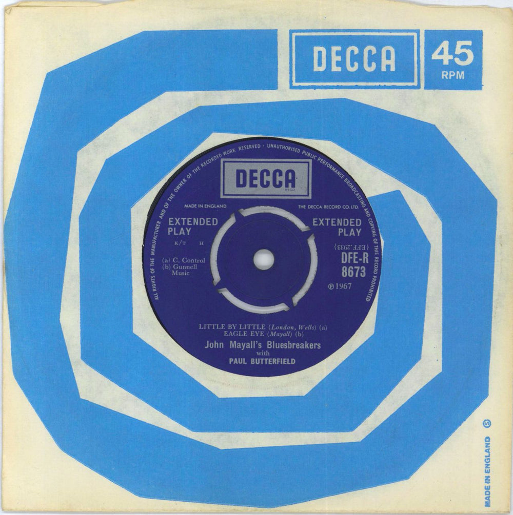 John Mayall John Mayall's Bluesbreakers With Paul Butterfield UK 7" vinyl single (7 inch record / 45) DFE-R8673