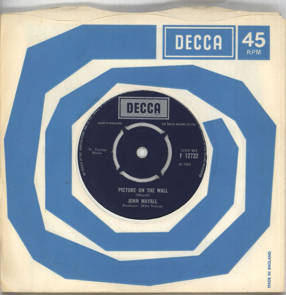 John Mayall Picture On The Wall UK 7" vinyl single (7 inch record / 45) F12732