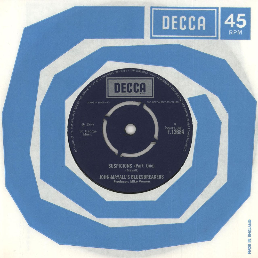 John Mayall Suspicions UK 7" vinyl single (7 inch record / 45) F12684