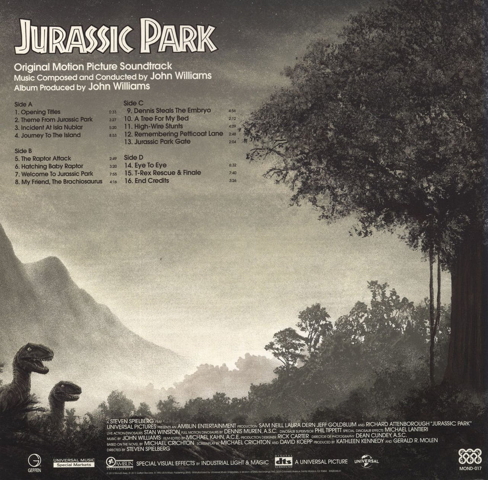 John Williams (Composer) Jurassic Park (Original Motion Picture Soundtrack) US 2-LP vinyl record set (Double LP Album)