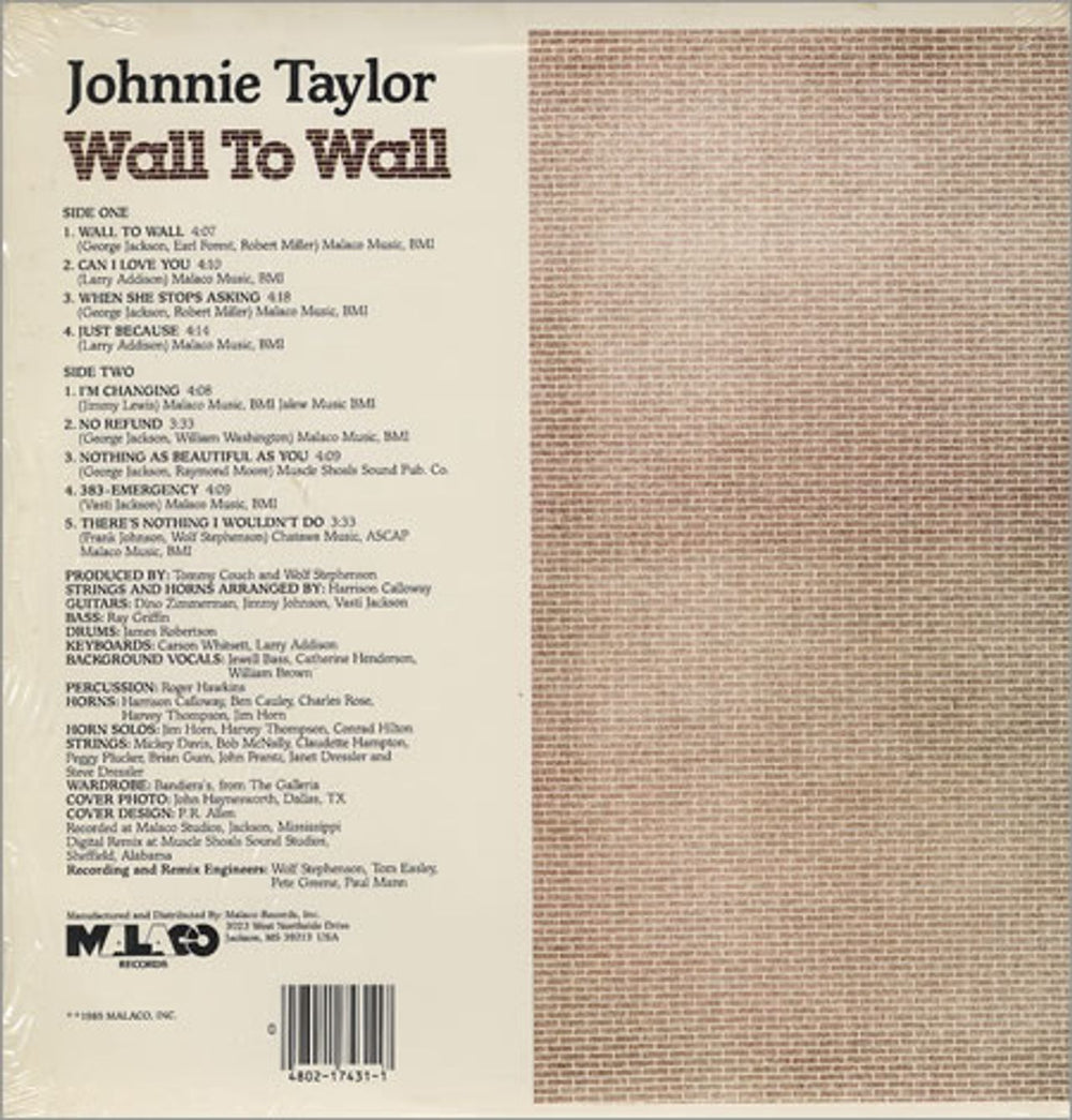 Johnnie Taylor Wall To Wall US vinyl LP album (LP record) JTOLPWA304985