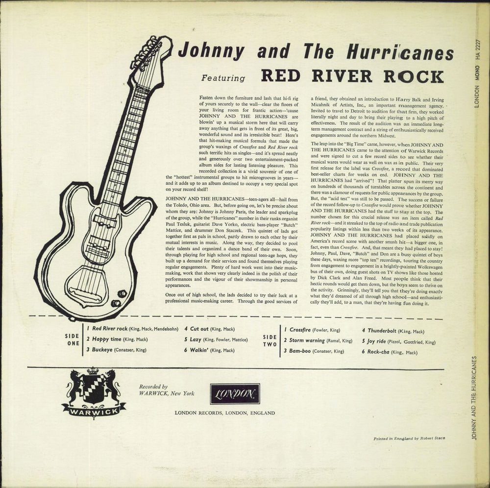 Johnny & The Hurricanes Red River Rock - 2nd UK vinyl LP album (LP record)