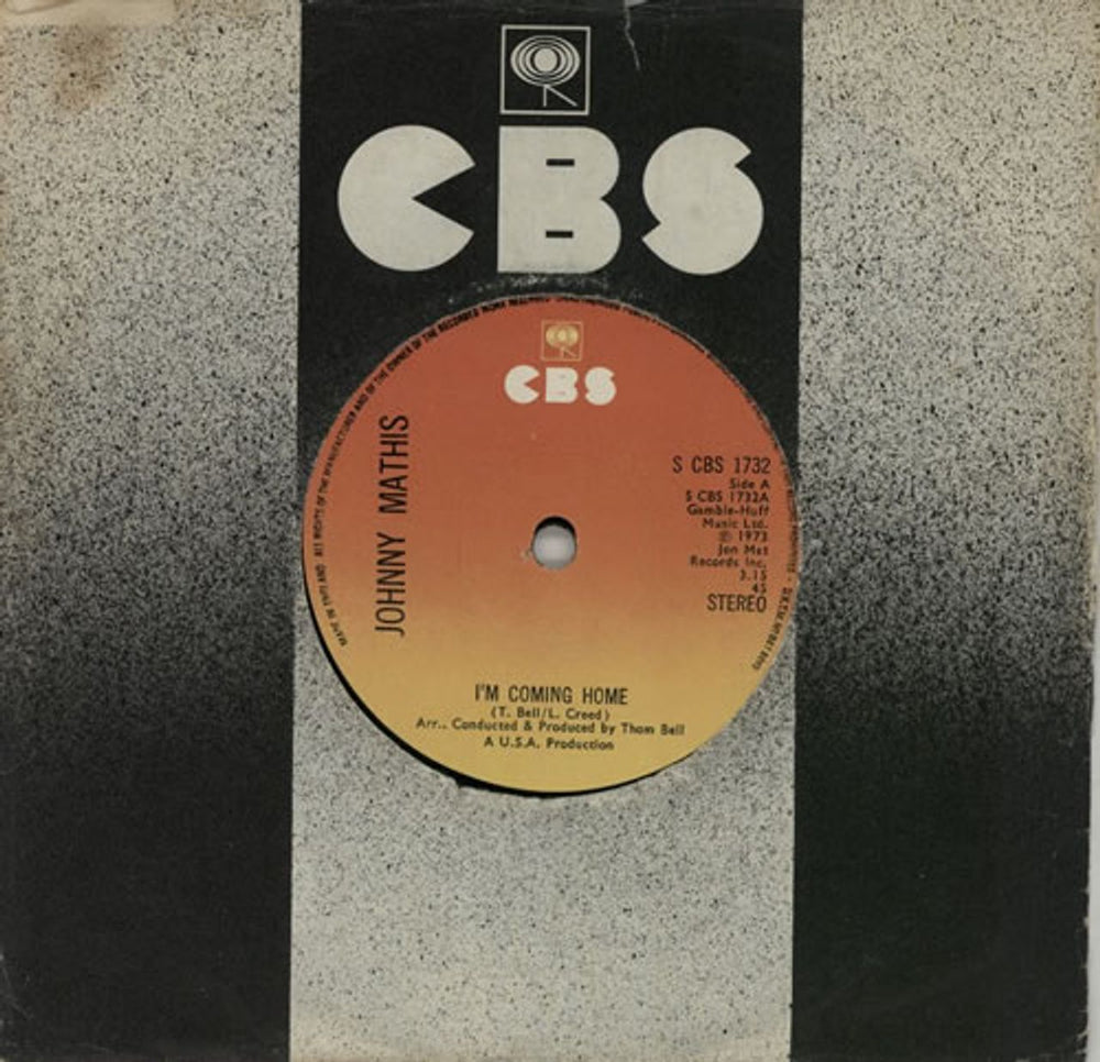 Johnny Mathis I'm Coming Home UK 7" vinyl single (7 inch record / 45) SCBS1732