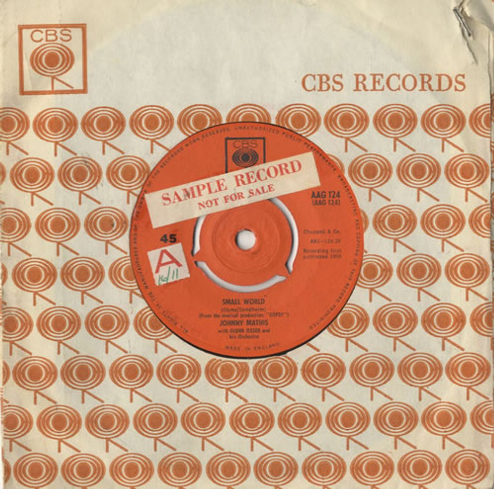 Johnny Mathis Small World UK 7" vinyl single (7 inch record / 45) AAG124