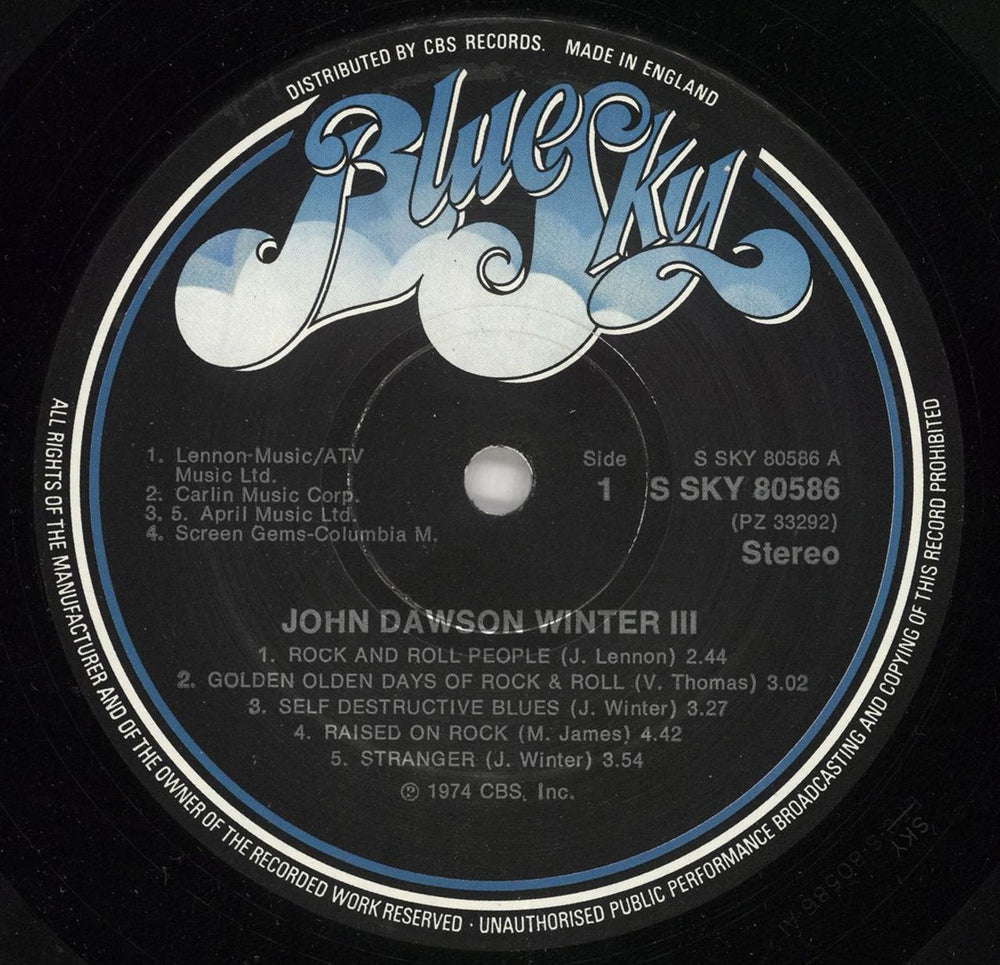 Johnny Winter John Dawson Winter III UK vinyl LP album (LP record) JNWLPJO149871