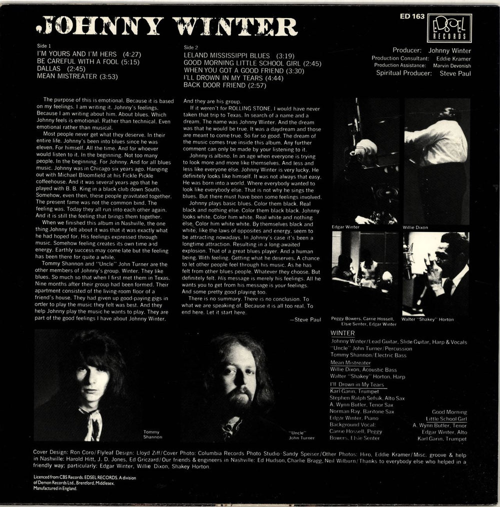 Johnny Winter Johnny Winter UK vinyl LP album (LP record) 5014757131639