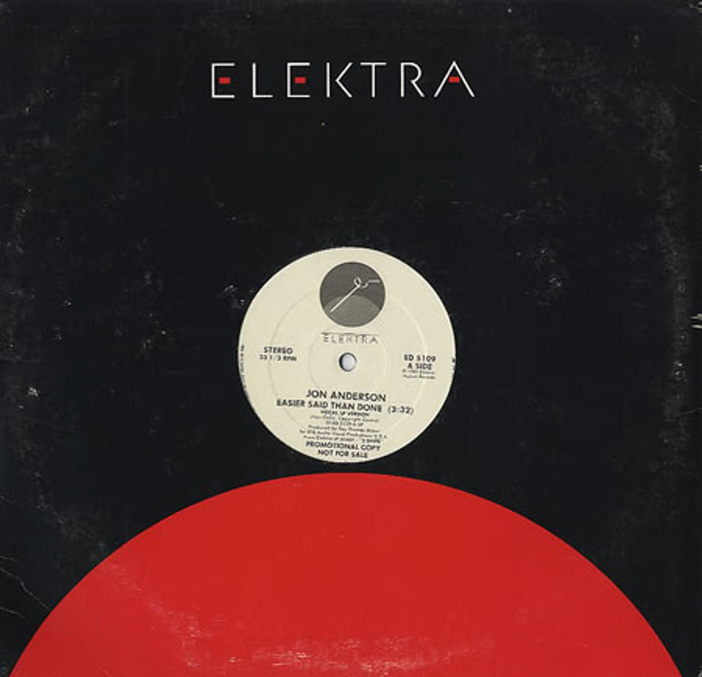 Jon Anderson Easier Said Than Done US Promo 12" vinyl single (12 inch record / Maxi-single) ED5109