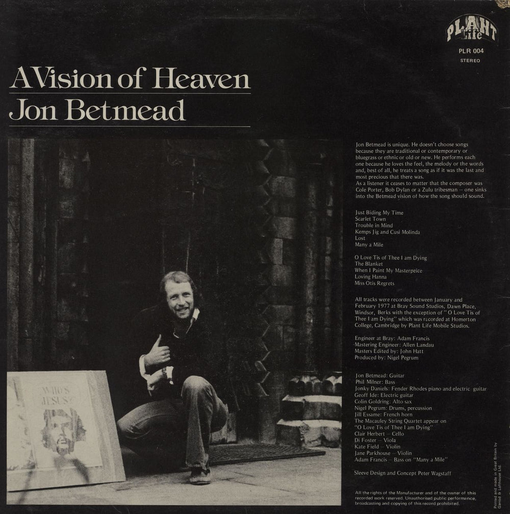 Jon Betmead A Vision Of Heaven UK vinyl LP album (LP record)