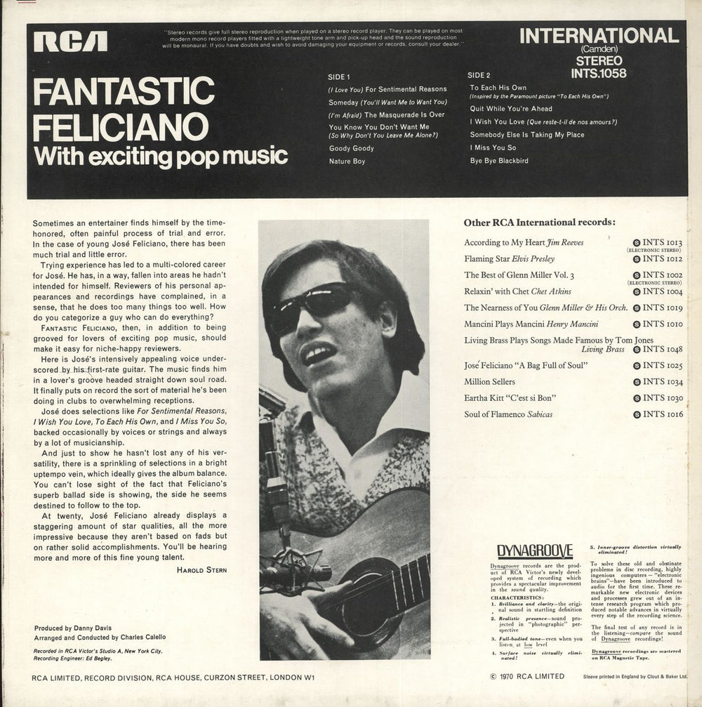 José Feliciano Fantastic Feliciano UK vinyl LP album (LP record)