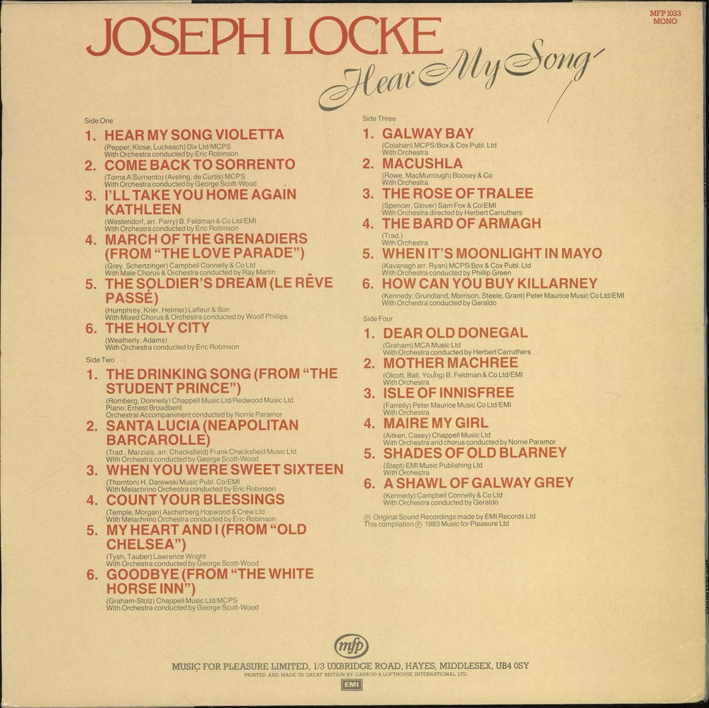 Josef Locke Hear My Song UK 2-LP vinyl record set (Double LP Album)