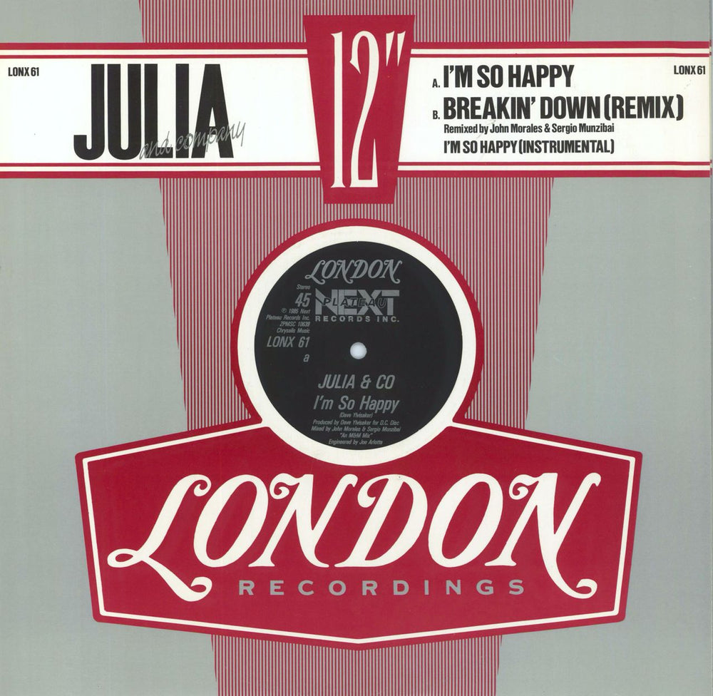 Julia And Company I'm So Happy UK 12" vinyl single (12 inch record / Maxi-single) LONX61