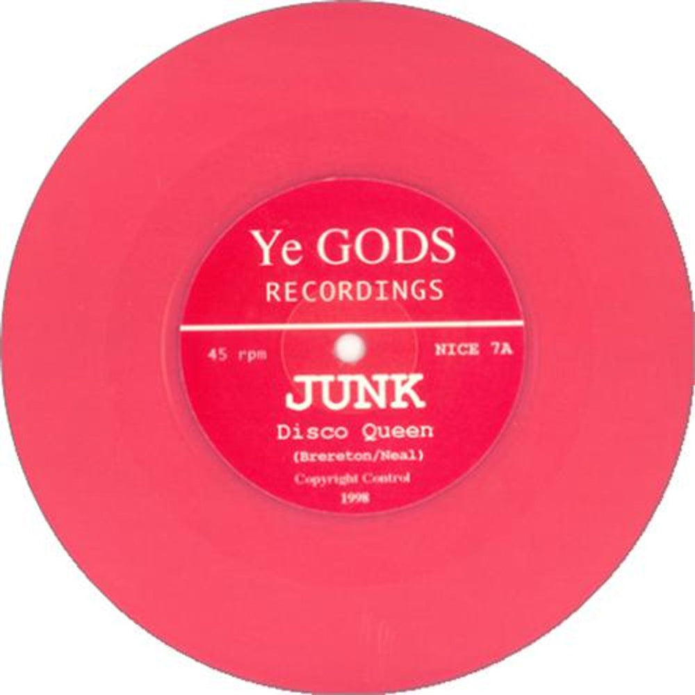 Junk Disco Queen - Pink vinyl UK 7" vinyl single (7 inch record / 45) JUX07DI419171