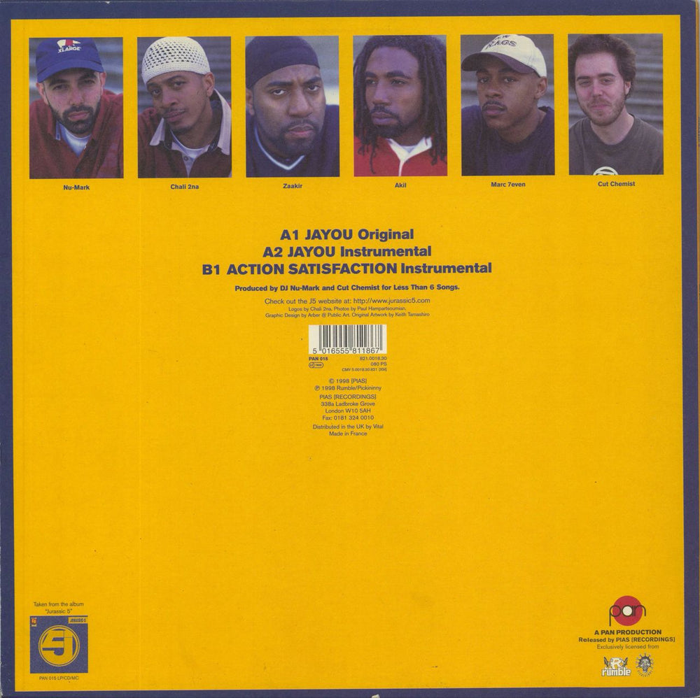 Jurassic 5 Jayou / Action Satisfaction UK 12" vinyl single (12 inch record / Maxi-single) 5016555811867