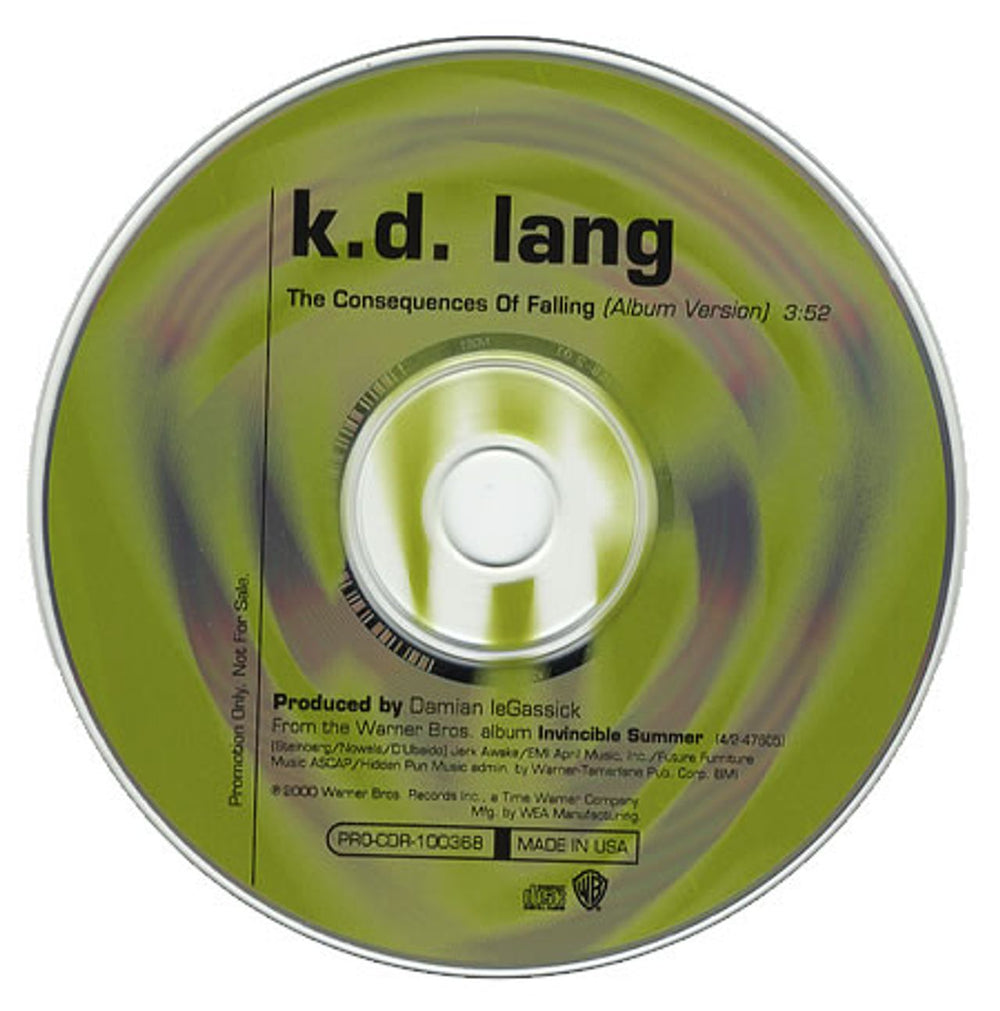 K.D. Lang The Consequences Of Falling US Promo CD single (CD5 / 5") PRO-CDR-100368