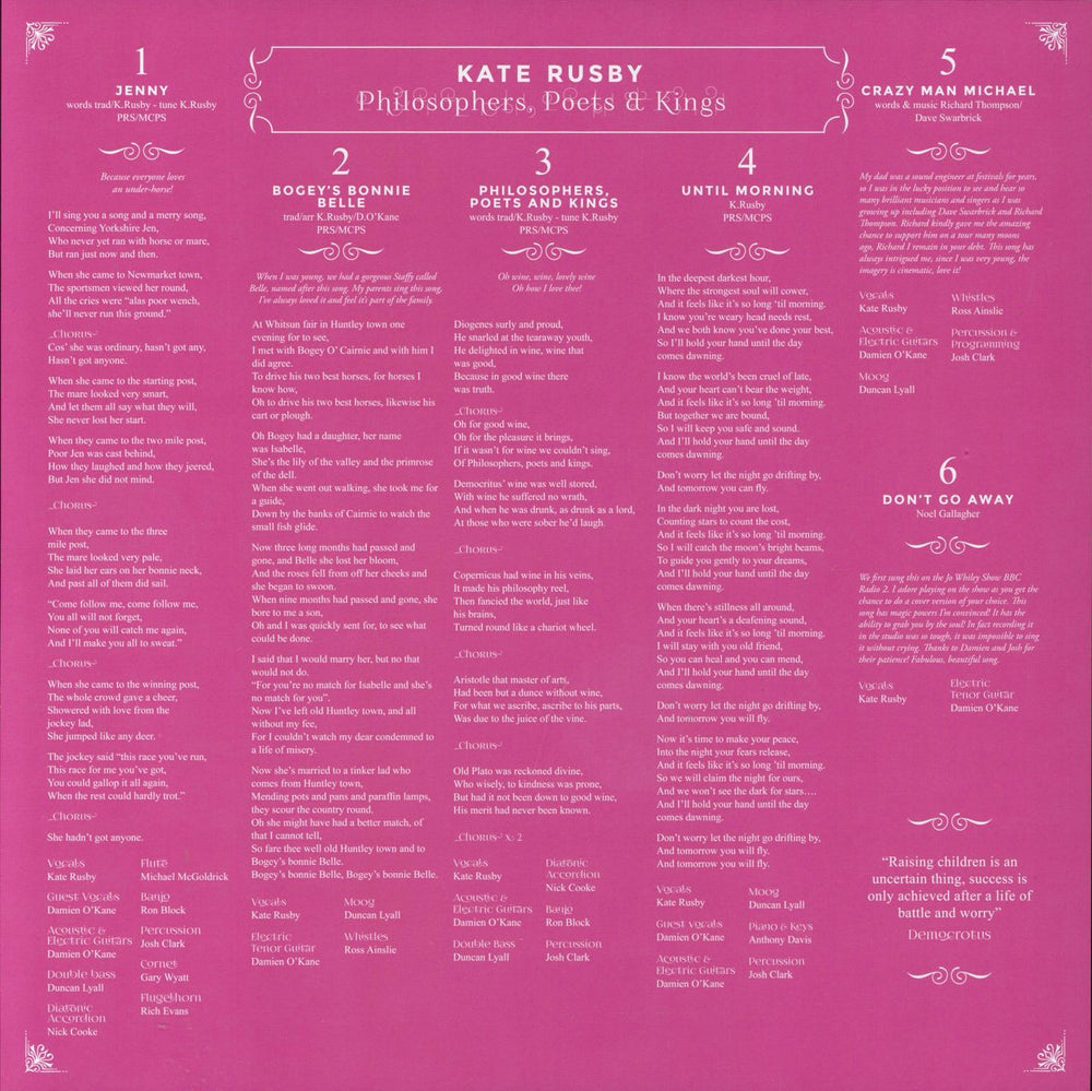 Kate Rusby Philosophers, Poets & Kings - Pink Vinyl + CD UK 2-LP vinyl record set (Double LP Album)