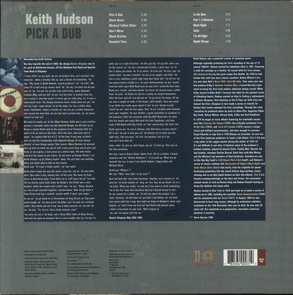 Keith Hudson Pick A Dub UK vinyl LP album (LP record) 783564000319