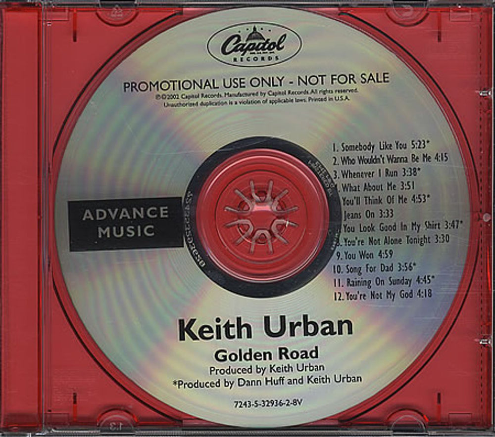 Keith Urban Golden Road US Promo CD album (CDLP) 7243-5-32936-2-8V