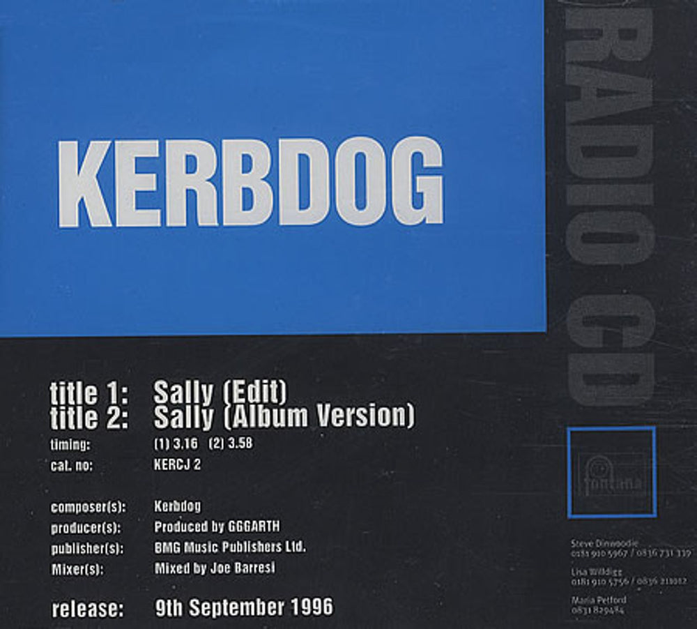 Kerbdog Sally UK Promo CD single (CD5 / 5") KERCJ2