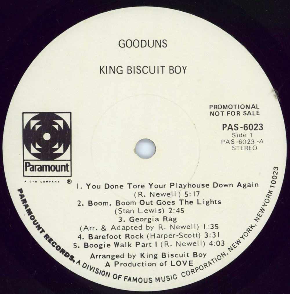 King Biscuit Boy Gooduns US Promo vinyl LP album (LP record) OJ3LPGO772098