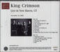 King Crimson Live In New Haven, CT (November 16, 2003) UK 2 CD album set (Double CD)