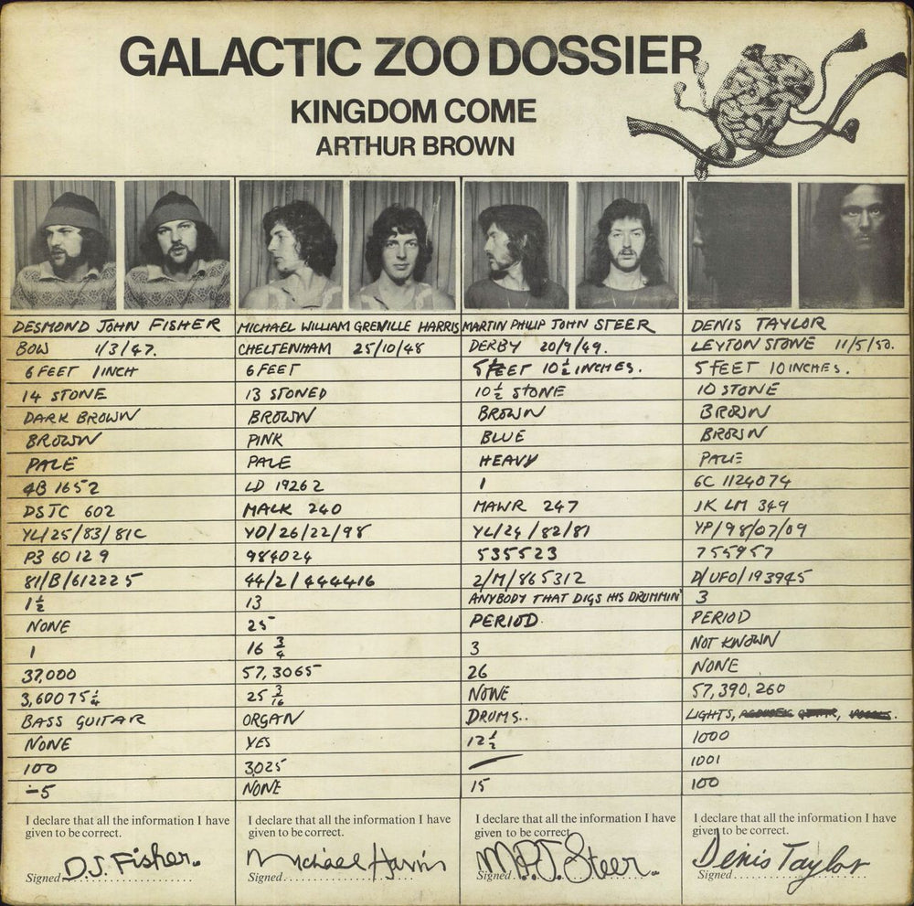 Kingdom Come (Arthur Brown) Galactic Zoo Dossier + Poster - VG UK vinyl LP album (LP record) 2310130