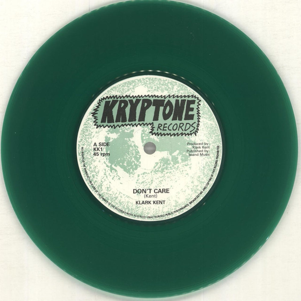 Klark Kent Don't Care - Green Vinyl UK 7" vinyl single (7 inch record / 45) KLK07DO515778