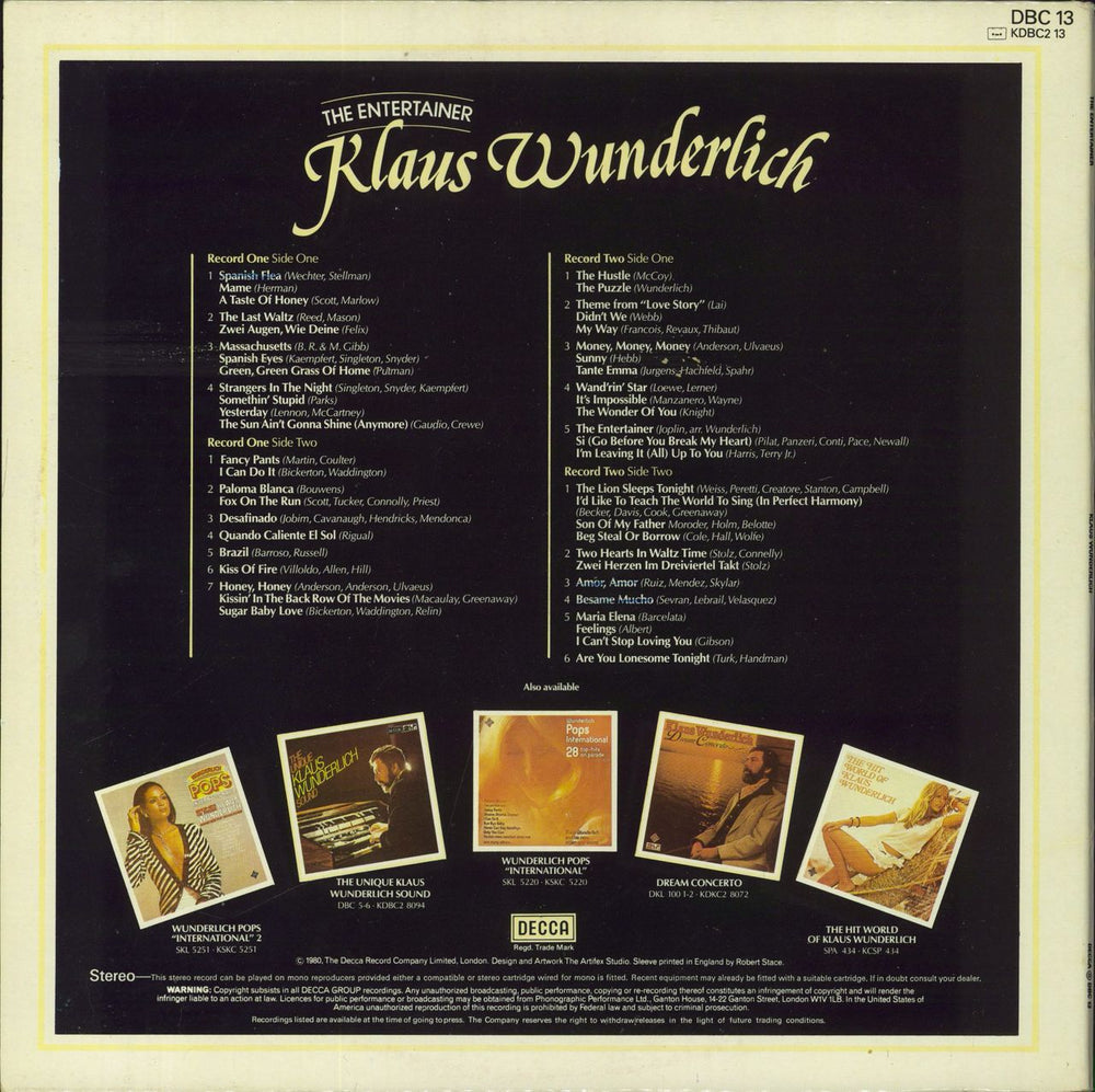 Klaus Wunderlich The Entertainer UK 2-LP vinyl record set (Double LP Album)