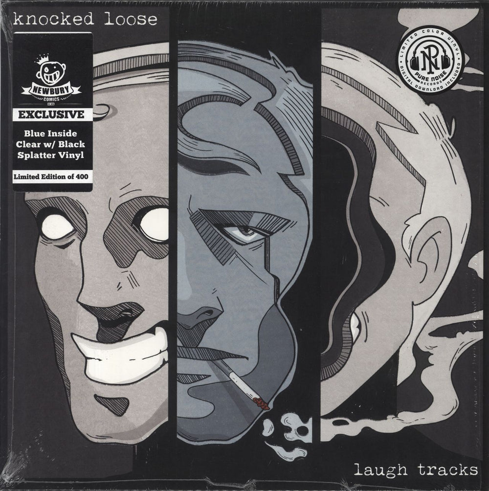 Knocked Loose Laugh Tracks - Blue In Clear With Black Splatter - Open Shrink US vinyl LP album (LP record) PNE192