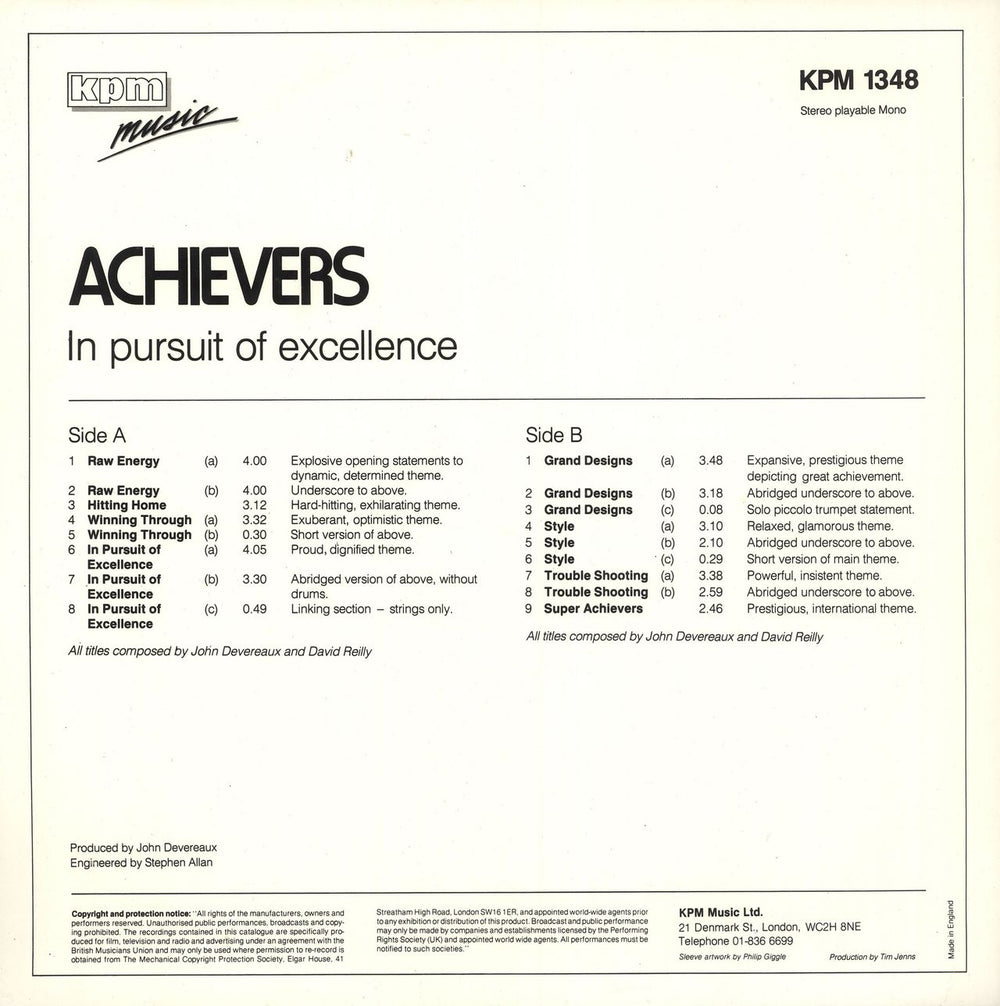 KPM Library Achievers UK vinyl LP album (LP record)