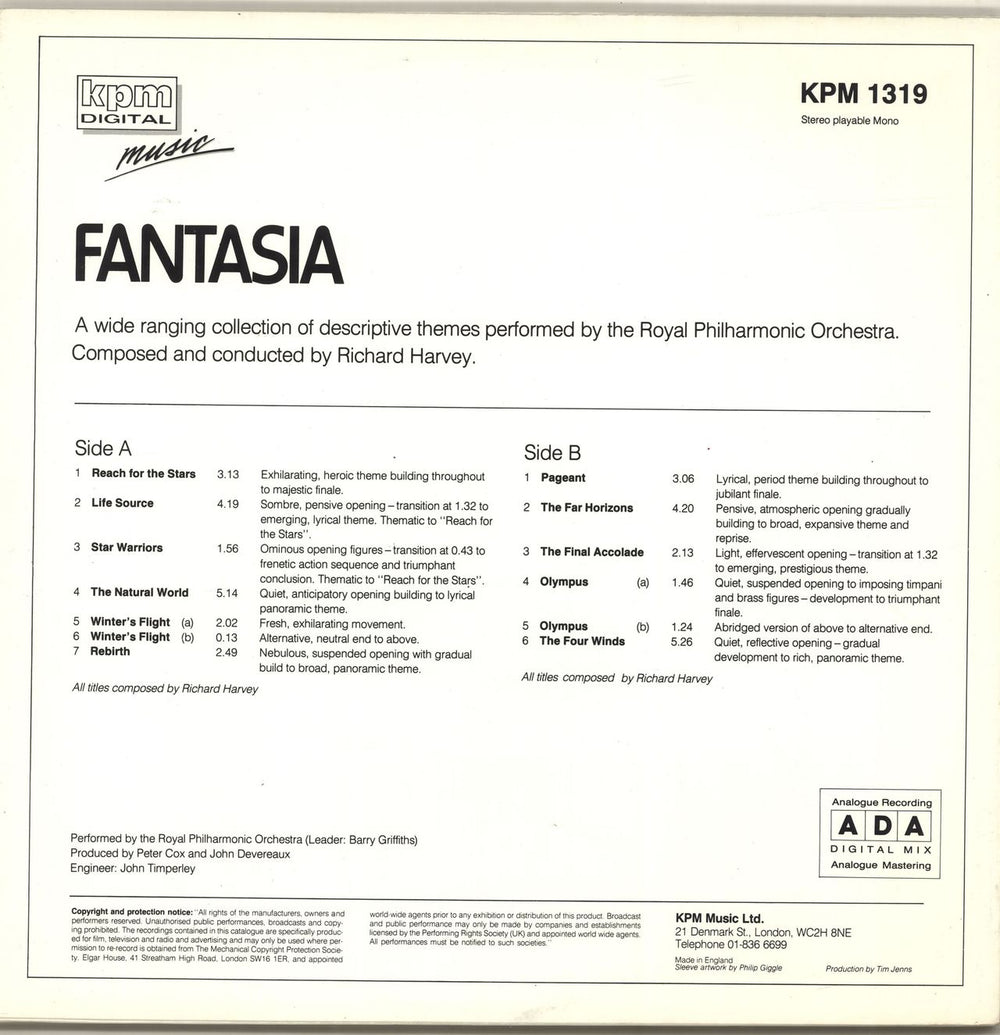 KPM Library Fantasia UK vinyl LP album (LP record)