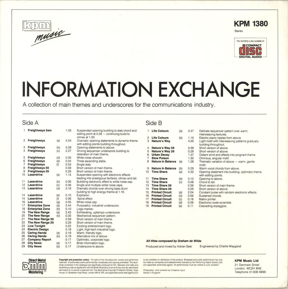 KPM Library Information Exchange UK vinyl LP album (LP record)