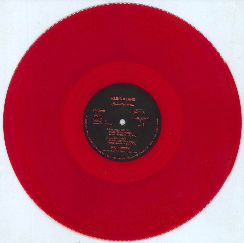 Kraftwerk Das Model - Red Vinyl German 12" vinyl single (12 inch record / Maxi-single) KRA12DA83708