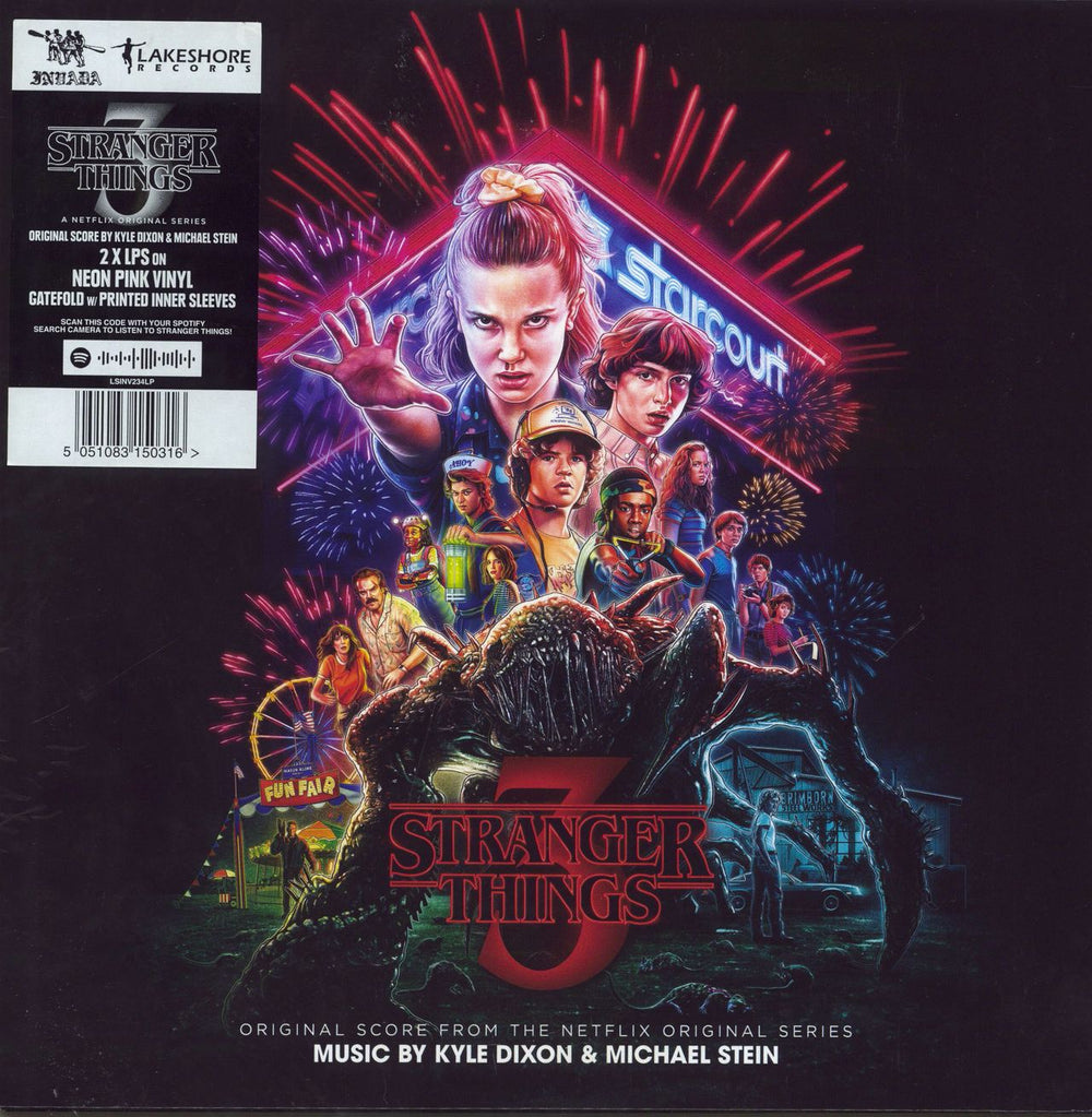 Kyle Dixon & Michael Stein Stranger Things 3 - 180gram Neon Pink Vinyl UK 2-LP vinyl record set (Double LP Album) LSINV234LP