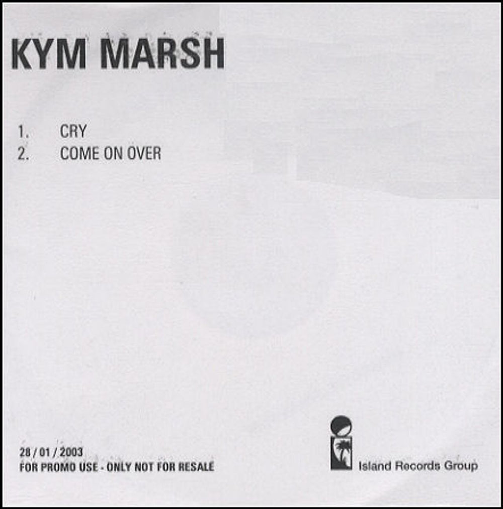 Kym Ryder Cry UK Promo CD-R acetate CD-R ACETATE