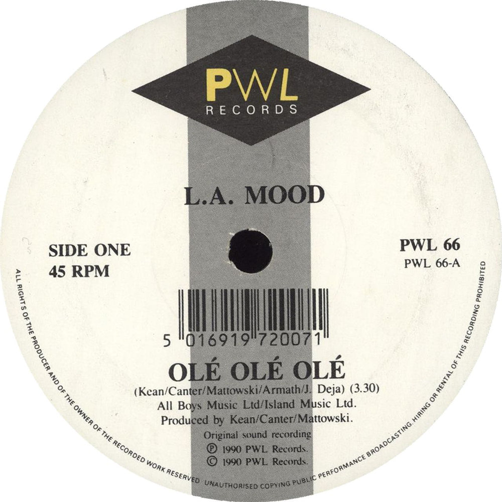 L.A. Mood Olé Olé Olé UK 7" vinyl single (7 inch record / 45) PWL66