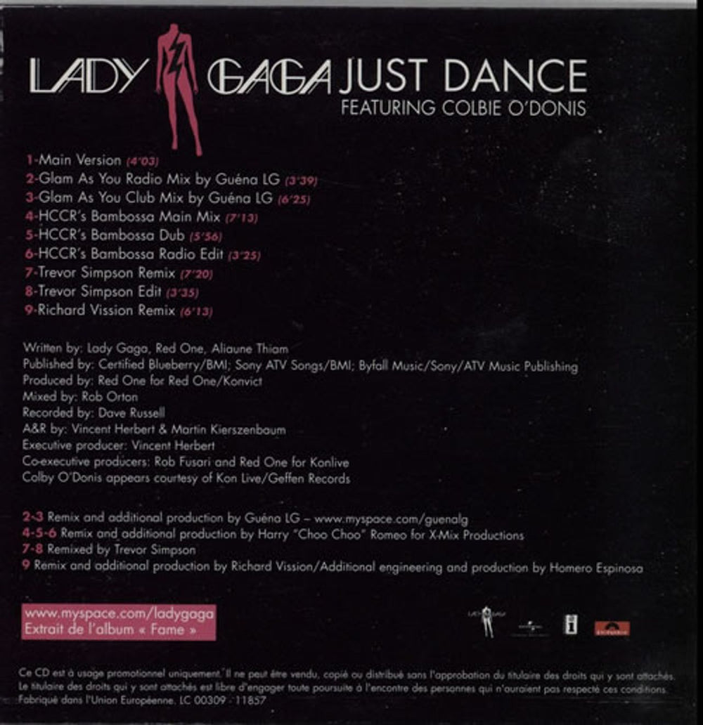 Lady Gaga Just Dance French Promo CD single (CD5 / 5") LGQC5JU626569