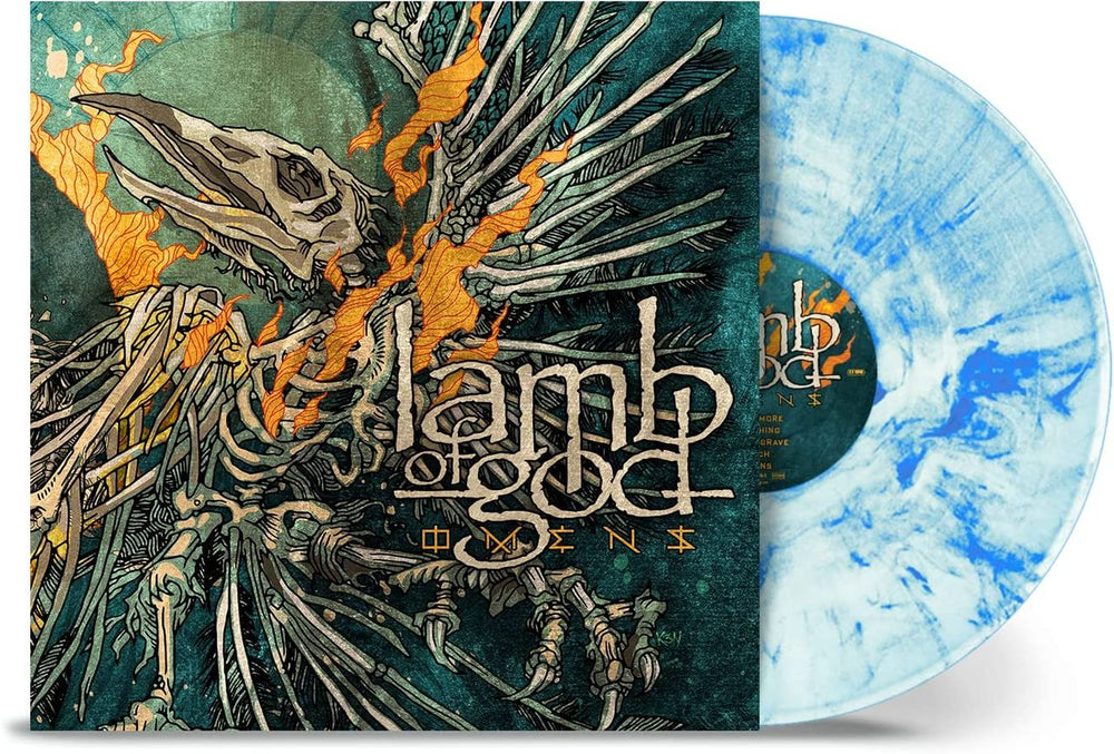 Lamb Of God Omens - White & Blue Marbled Vinyl - Sealed UK vinyl LP album (LP record) 65701
