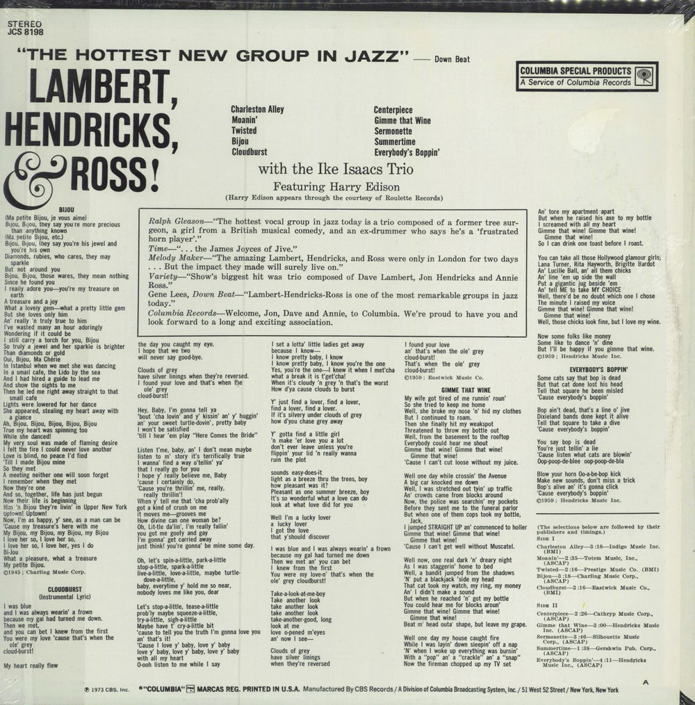 Lambert, Hendricks & Ross The Hottest New Group In Jazz - Sealed US vinyl LP album (LP record)