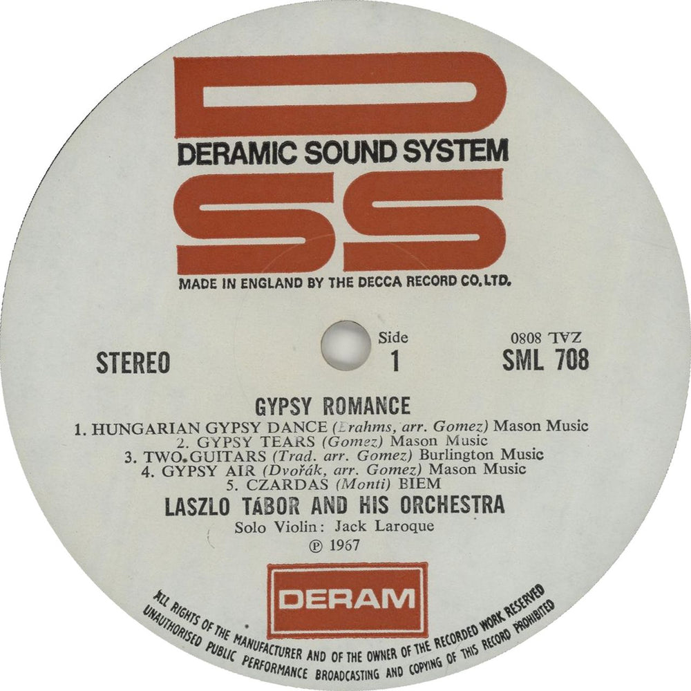 Laszlo Tábor Gypsy Romance UK vinyl LP album (LP record)