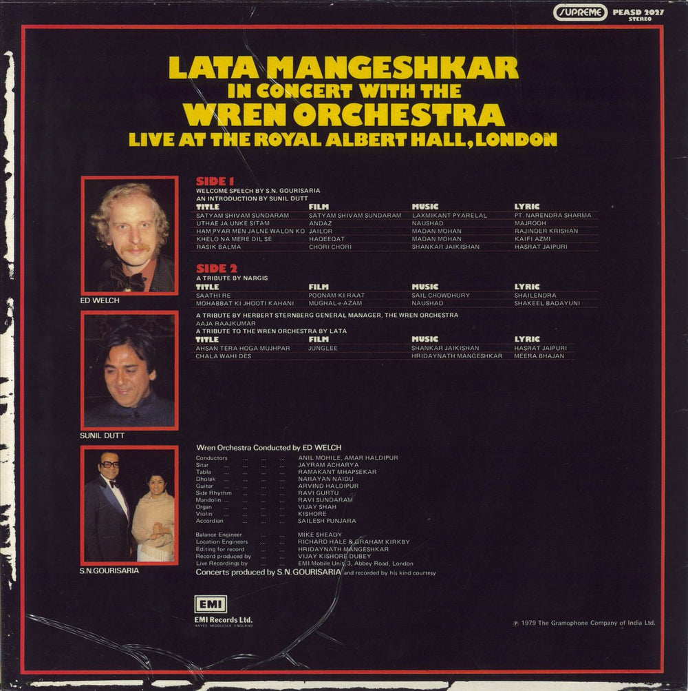 Lata Mangeshkar Live At The Royal Albert Hall, London UK vinyl LP album (LP record)