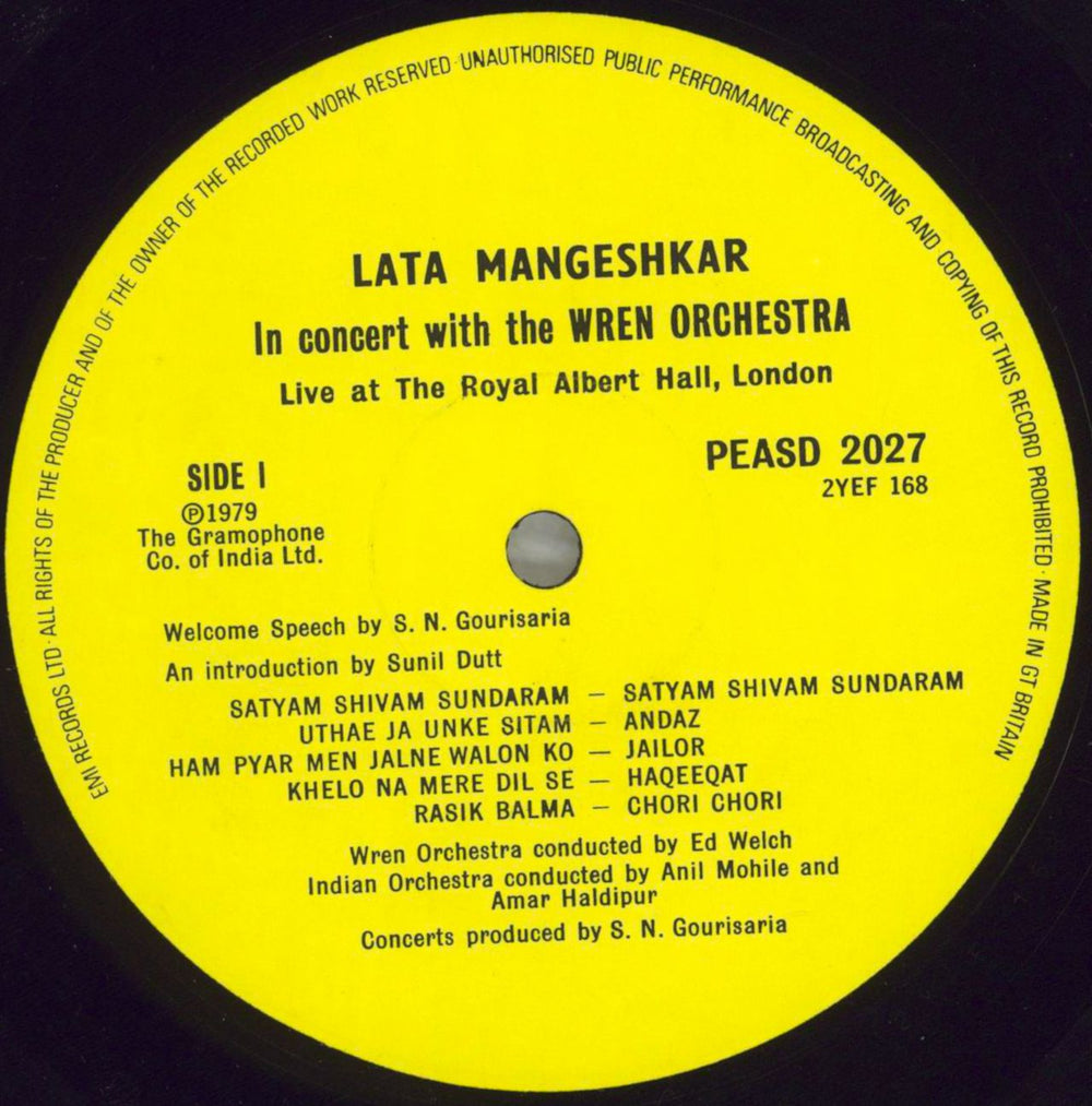 Lata Mangeshkar Live At The Royal Albert Hall, London UK vinyl LP album (LP record) N6WLPLI825279