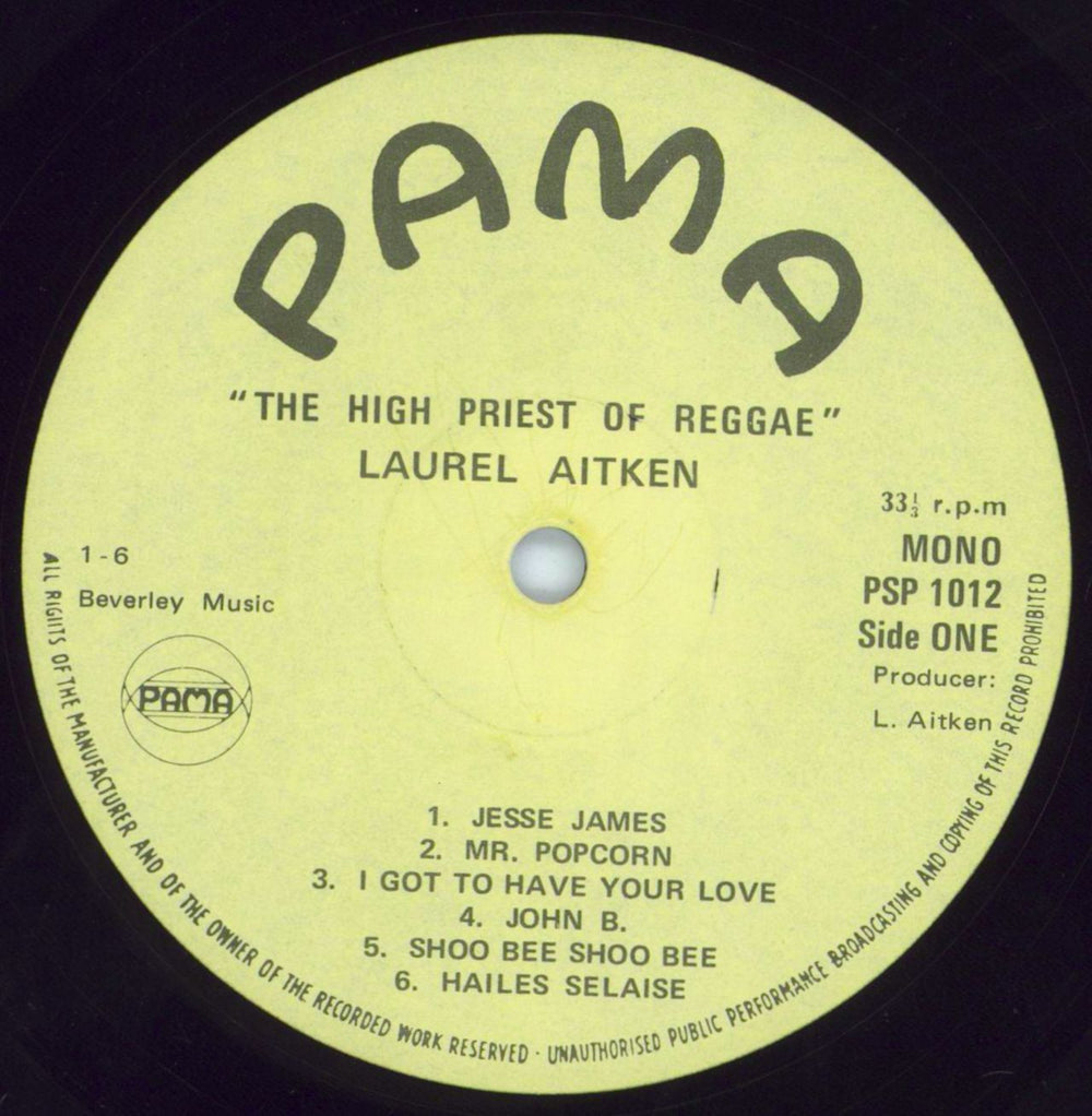 Laurel Aitken The High Priest Of Reggae UK vinyl LP album (LP record) LMJLPTH805618