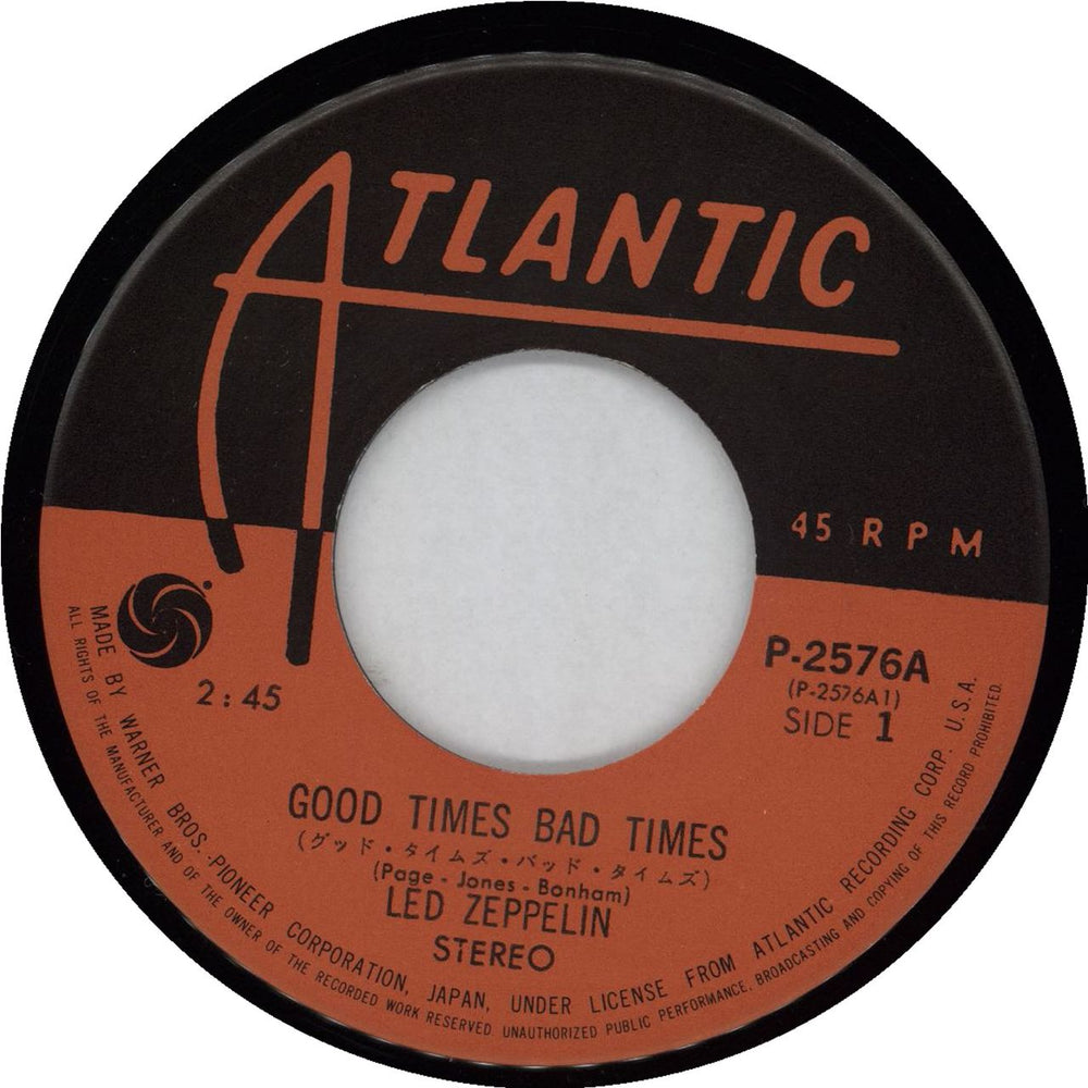 Led Zeppelin Good Times Bad Times - Mark45 - ¥500 Sticker Japanese 7" vinyl single (7 inch record / 45) ZEP07GO754670