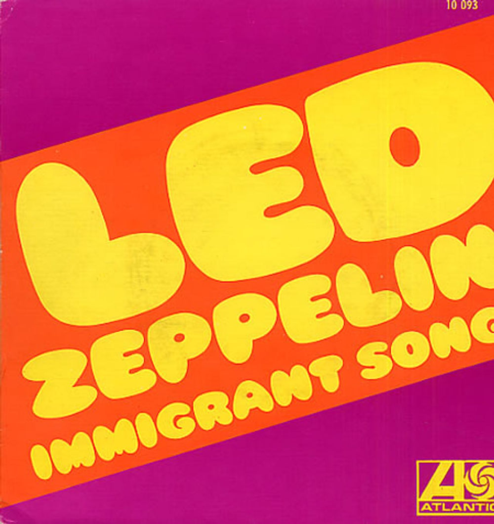 Led Zeppelin Immigrant Song French 7" vinyl single (7 inch record / 45) 10093