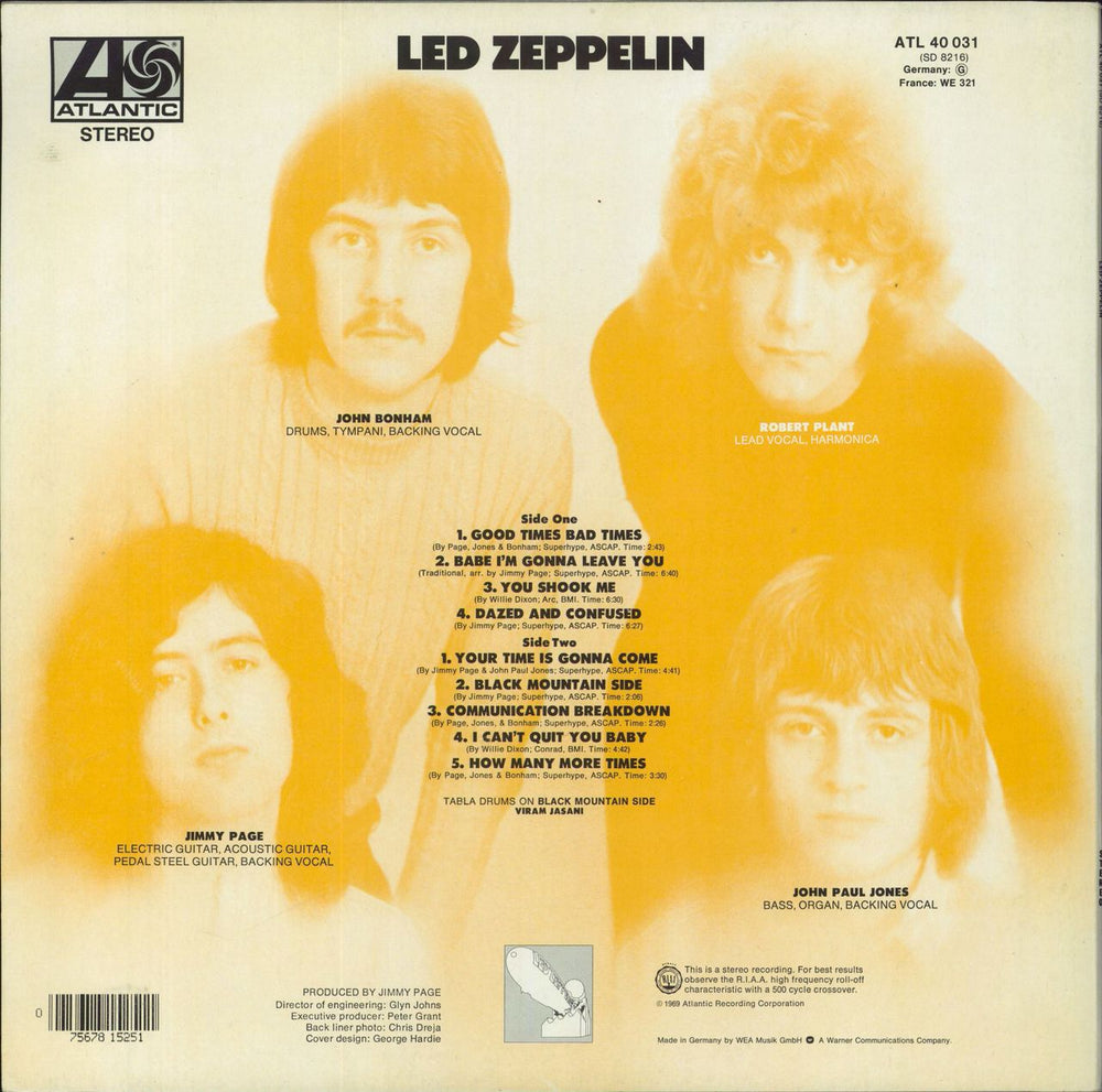 Led Zeppelin Led Zeppelin - Barcoded sleeve German vinyl LP album (LP record)