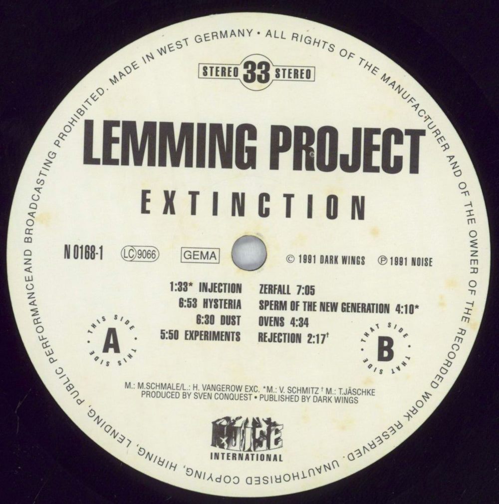 Lemming Project Extinction German vinyl LP album (LP record) 6F4LPEX827177