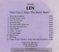 Len You Can't Stop The Bum Rush US Promo CD-R acetate CD ACETATE