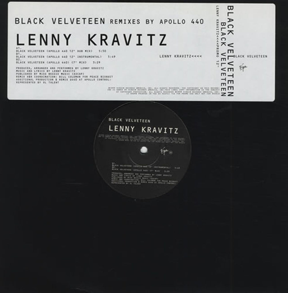 Lenny Kravitz Black Velveteen - Apollo 440 Remixes UK Promo 12" vinyl single (12 inch record / Maxi-single) VUSTDJ146