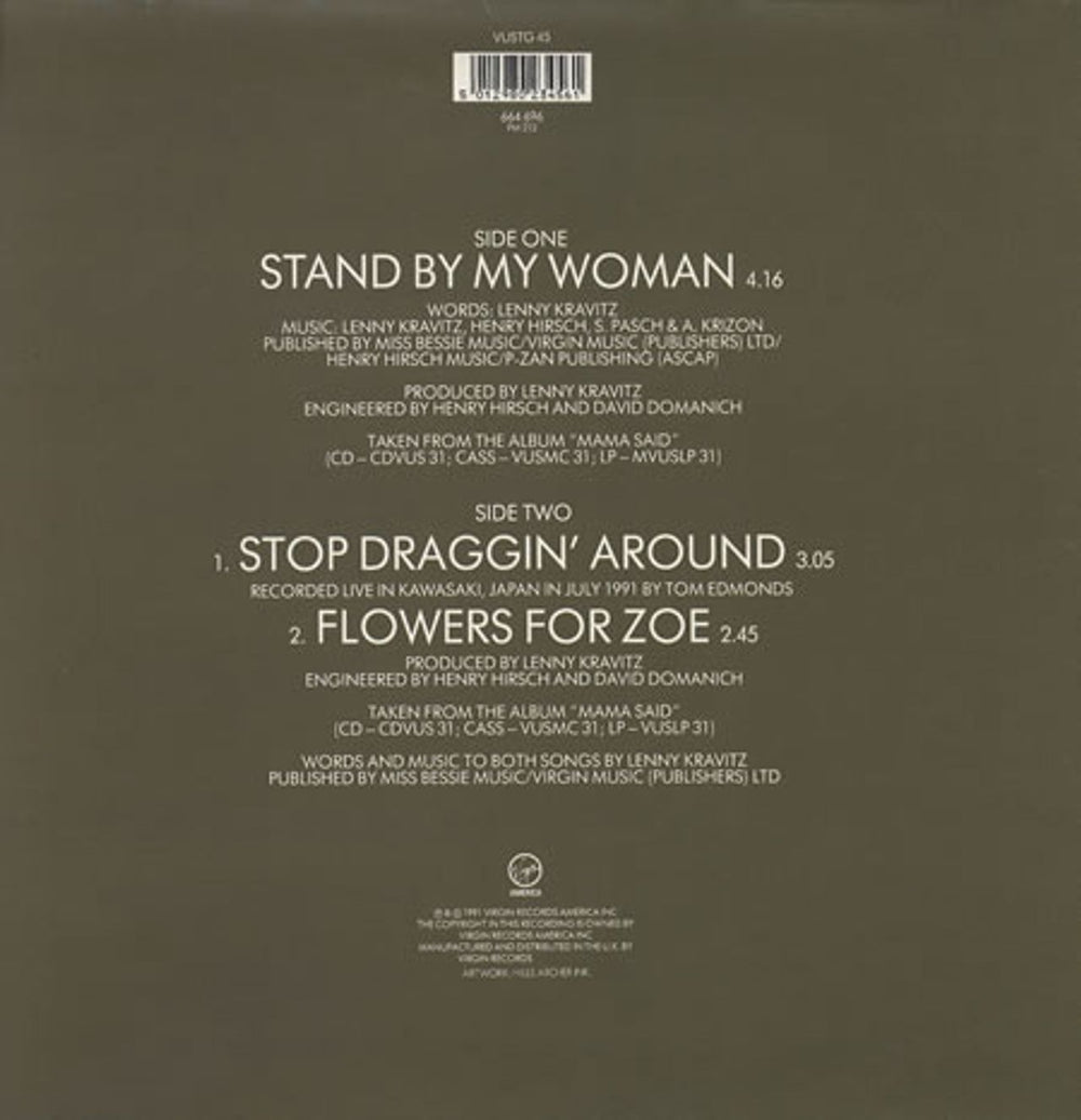 Lenny Kravitz Stand By My Woman UK 12" vinyl single (12 inch record / Maxi-single) KVZ12ST53539